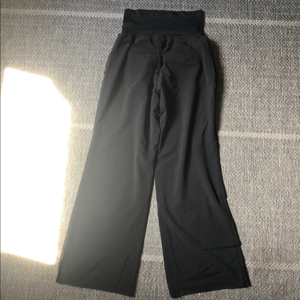 Women's Black Straight-Leg Maternity/Jumpsuit Pants with Fold-Over Waist - Picture 8 of 10